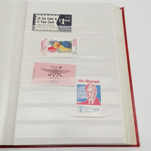 496 - Red stockbook with qty of mostly mint USA t/w Christmas stamps, Hawaii, booklets (some evidence of d... 