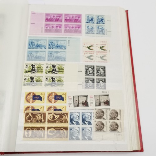 496 - Red stockbook with qty of mostly mint USA t/w Christmas stamps, Hawaii, booklets (some evidence of d... 