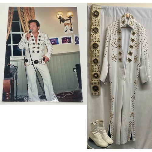 498 - Elvis Presley Iconic white jumpsuit of the Vegas years as worn by a former Elvis tribute act