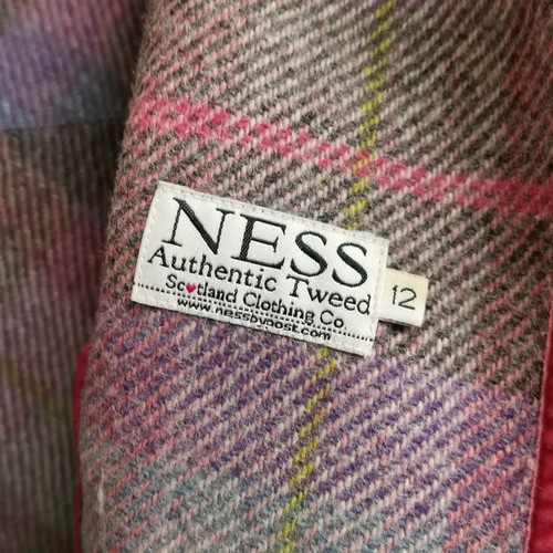33 - Two tweed suits, purple and pink shades by Ness of Scotland size 12, 95cm bust, 78cm waist skirt t/w... 