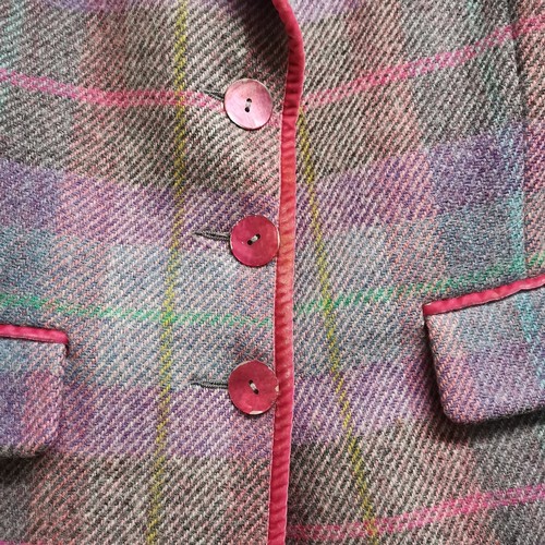 33 - Two tweed suits, purple and pink shades by Ness of Scotland size 12, 95cm bust, 78cm waist skirt t/w... 