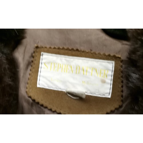 61 - 1960s suede coat with faux fur collar and quilted lining by Salamander Exclusives in very good condi... 