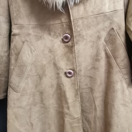 61 - 1960s suede coat with faux fur collar and quilted lining by Salamander Exclusives in very good condi... 