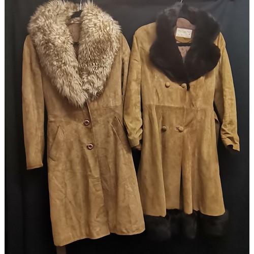 61 - 1960s suede coat with faux fur collar and quilted lining by Salamander Exclusives in very good condi... 