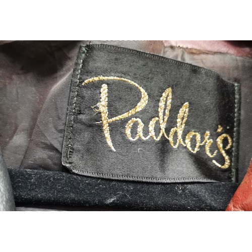 65 - 1960s camel coloured leather coat 88cm bust t/w leather patchwork jacket by Paddors 92 cm bust both ... 