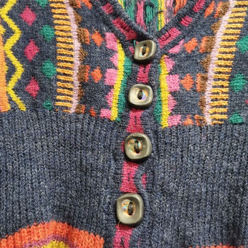 76 - 1960s patterned wool cardigan 88cm bust by Christine Waygood t/w Welsh wool jacket by Melin Tregwynt... 