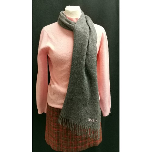 78 - Tweed mini skirt 76cm waist by Joseph t/w 60s pink wool jumper by Josselyne  88cm bust and a wool Li... 