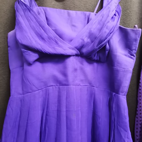83 - Long purple chiffon evening dress by Peter Robinson 50s 104cm bust, slight mark on front t/w very un... 