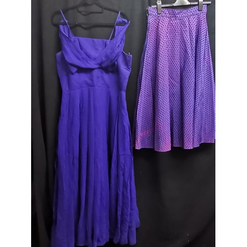 83 - Long purple chiffon evening dress by Peter Robinson 50s 104cm bust, slight mark on front t/w very un... 