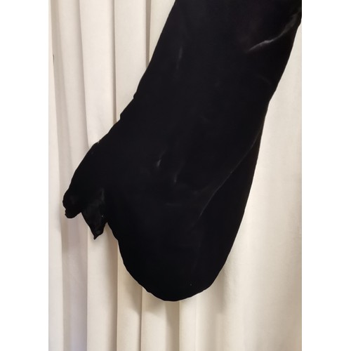 85 - 1930s black velvet evening dress with bell sleeves 84cm bust in good condition t/w a 30s chiffon and... 