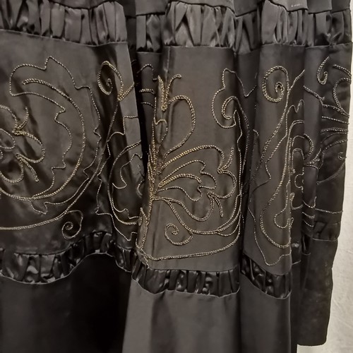 86 - 1950s taffeta evening dress 90cm bust embroidered top and panel in skirt t/w black 60s chiffon dress... 