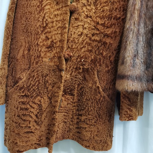 88 - 1930s Astrakan jacket with fox fur collar t/w vintage mink jacket and a squirrel and leather jacket ... 