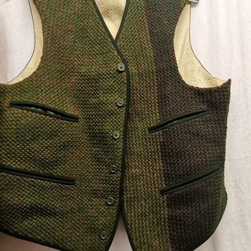 90 - Ginger rabbit fur jacket 88cm chest t/w gents woven green and red waistcoat 100cm chest both in good... 