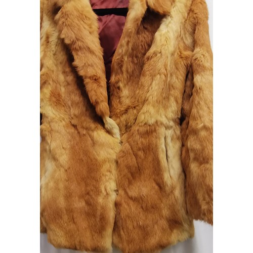 90 - Ginger rabbit fur jacket 88cm chest t/w gents woven green and red waistcoat 100cm chest both in good... 