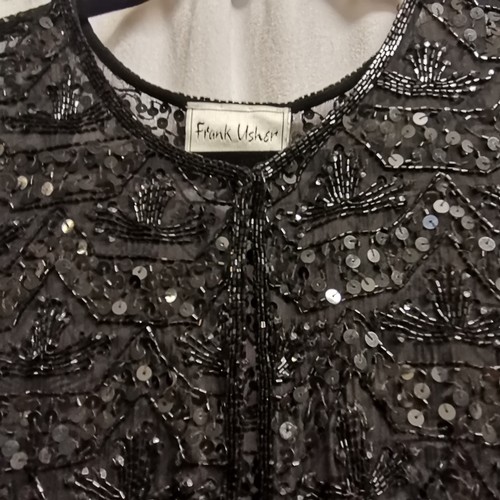 94 - Frank Usher beaded jacket in good condition 92cm bust t/w Gina Bacconi stretch jersey dress 80cm bus... 