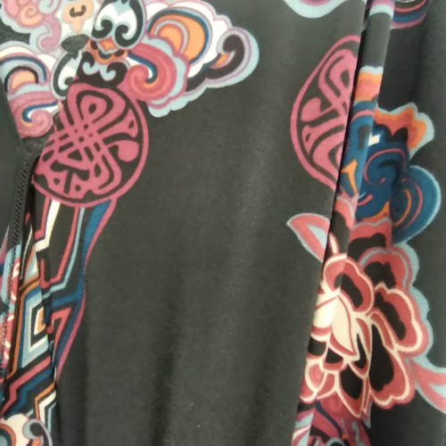 95 - Biba black patterned jersey dress 120cm bust in good condition
