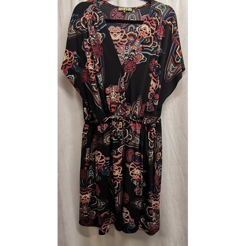 95 - Biba black patterned jersey dress 120cm bust in good condition