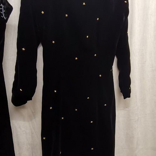 98 - 3 vintage items, 60s velvet jacket 102cm bust t/w 50s velvet dress with beaded decoration on top and... 