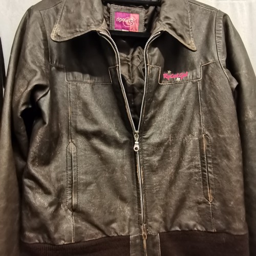 100 - 3 vintage leather items, 60s fringed suede jacket by Wilsons size 110 t/w Ripcurl Girl jacket used c... 