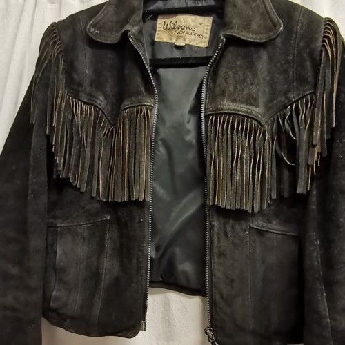 100 - 3 vintage leather items, 60s fringed suede jacket by Wilsons size 110 t/w Ripcurl Girl jacket used c... 