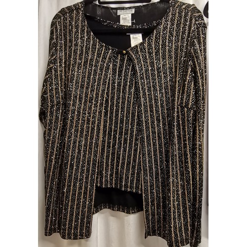 101 - 3 vintage beaded tops, a 2 piece vest and cardigan black and gold  by Metaphor 96cm bust t/w jersey ... 