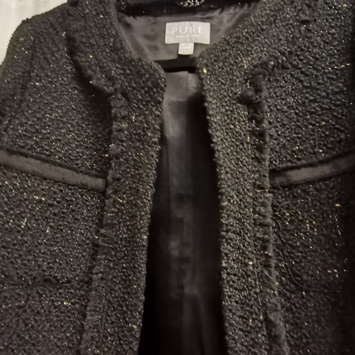 103 - 4 vintage items, a Chanel style boucle jacket size14 t/w a jersey sequinned top 76cm bust, a crepe a... 