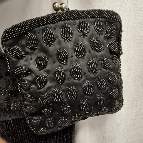 104 - 2  Victorian beaded capes t/w later beadwork evening bag in good condition