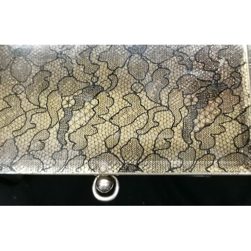 108 - Lucite handbag c1950s, lace effect top, lining stained