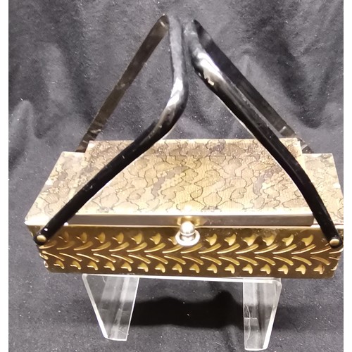 108 - Lucite handbag c1950s, lace effect top, lining stained