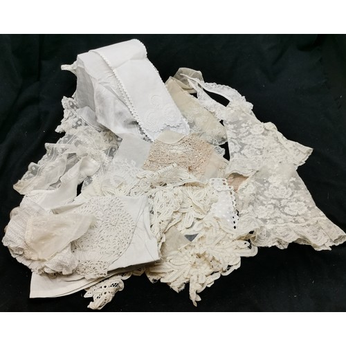 113 - Various Victorian lace sleeves, collars and hankerchiefs
