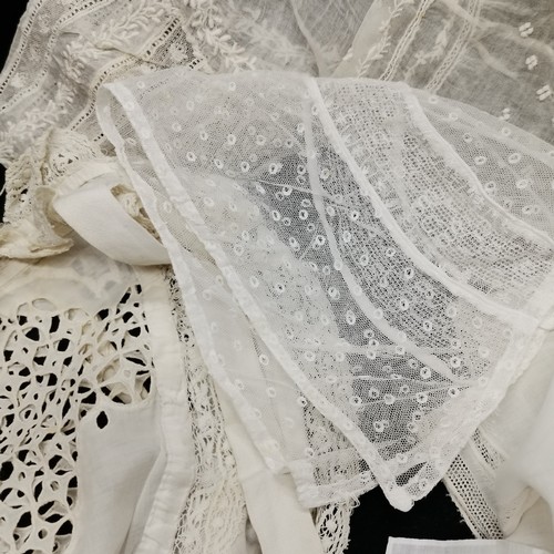 114 - Various  Victorian bonnets, apron and handkerchief
