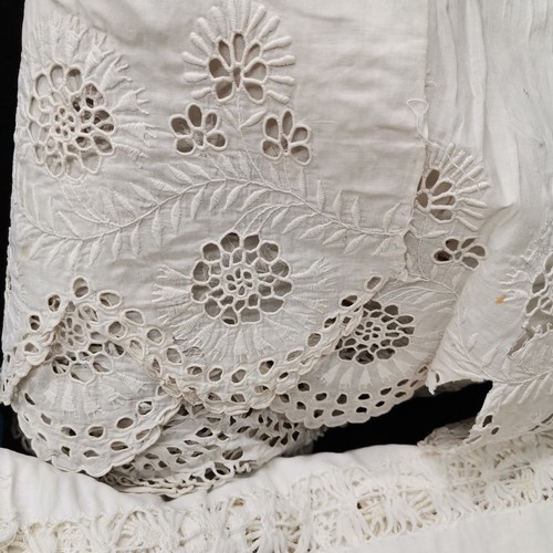 116 - A lot including trim, embroidery stencils and a large piece of broderie anglaise