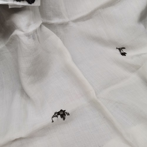 117 - 3 pieces of black lace, 3 pieces of chantilly black lace t/w fine white lawn embroidered with black ... 