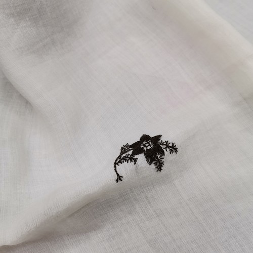 117 - 3 pieces of black lace, 3 pieces of chantilly black lace t/w fine white lawn embroidered with black ... 