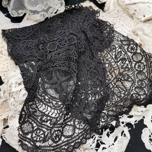119 - A lot of handmade lace 18th and 19thc to include Honiton collars and Maltese black lace shawl