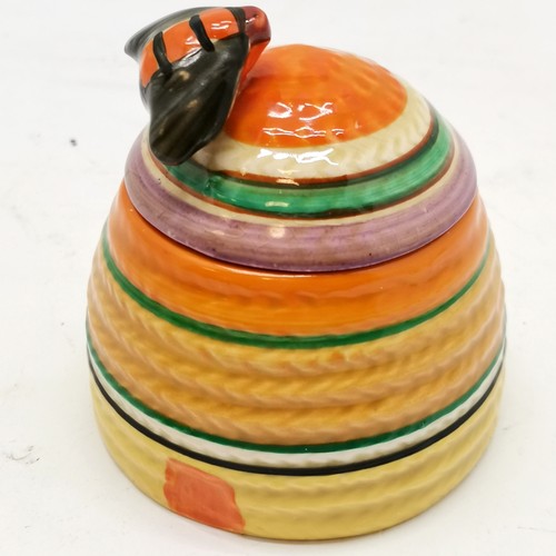 11 - Clarice Cliff (c.1930) Bizarre abstract ring pattern bee hive honey pot - 8cm high with no obvious d... 