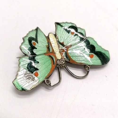 518 - 9 x silver brooches inc J Aitkin & Son guilloche enamel (stress cracks), Austrian 800 silver leaves ... 