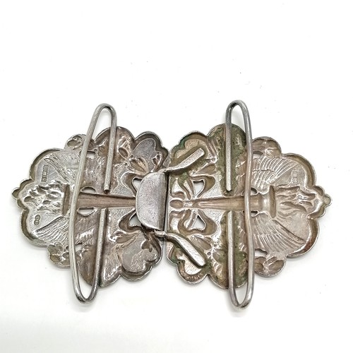 527 - Silver nurses buckle with flaming torch / wings motif (Liberalism) by ES&Co - 9cm & 57g