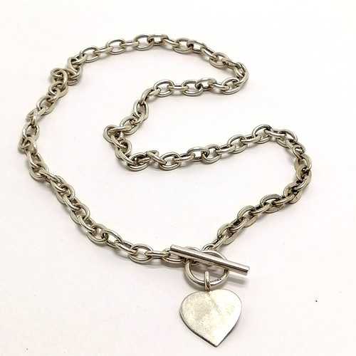 530 - Tiffany style silver necklace with heart pendant detail - 44cm & 33g