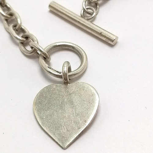 530 - Tiffany style silver necklace with heart pendant detail - 44cm & 33g