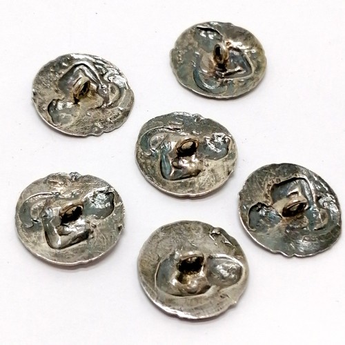 573 - 6 x 1903 silver Art Nouveau buttons by Samuel M Levi - 2cm diameter & 15g