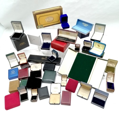 585 - Qty of vintage / antique mostly jewellery & watch boxes inc Mackintosh, Monet etc