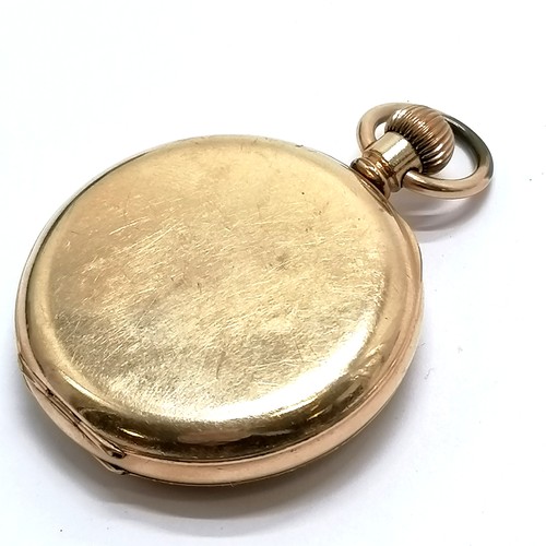 800 - Antique gold plated pocket watch - 50mm Dennison cased - in bright condition but for spares / repair... 