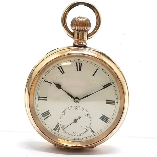 800 - Antique gold plated pocket watch - 50mm Dennison cased - in bright condition but for spares / repair... 