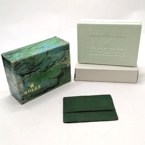 817 - Original Rolex card outer box - 15.5cm x 11.5cm x 6cm t/w Rolex leather wallet & Rolex service box