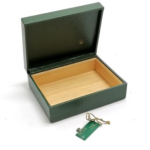 820 - Rolex coffin shaped box with original Oyster swimpruf swing tag - box 12cm x 9cm x 5.5cm & lacks pad... 