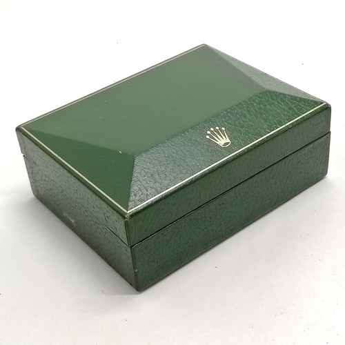 820 - Rolex coffin shaped box with original Oyster swimpruf swing tag - box 12cm x 9cm x 5.5cm & lacks pad... 