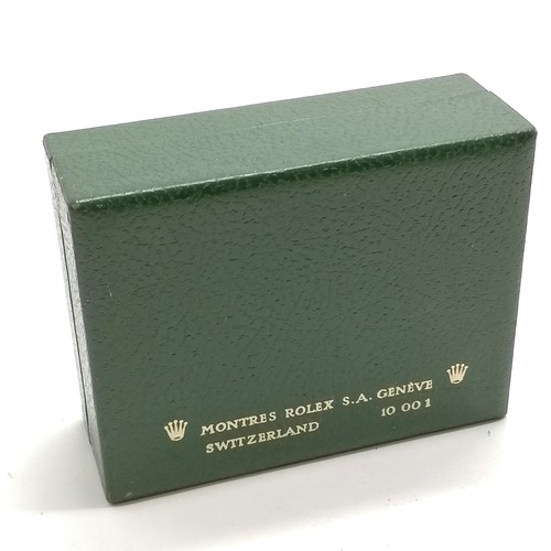 820 - Rolex coffin shaped box with original Oyster swimpruf swing tag - box 12cm x 9cm x 5.5cm & lacks pad... 