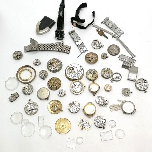 823 - Quantity of mostly wristwatch movements including Silver Rolex case, Omega, Siduna, Blancpain, chron... 