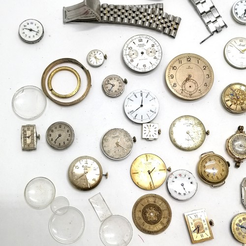 823 - Quantity of mostly wristwatch movements including Silver Rolex case, Omega, Siduna, Blancpain, chron... 